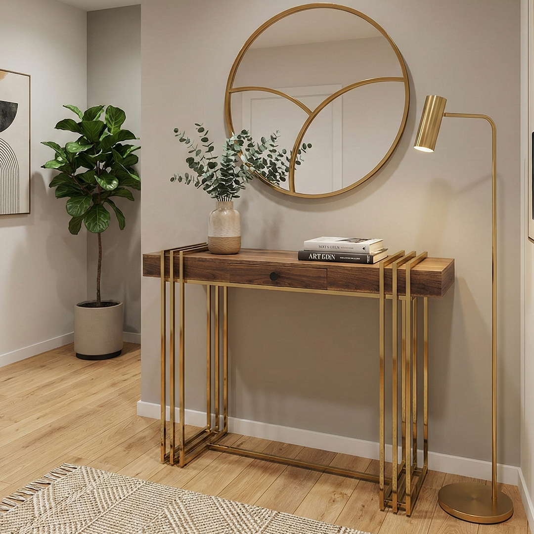 console with mirror