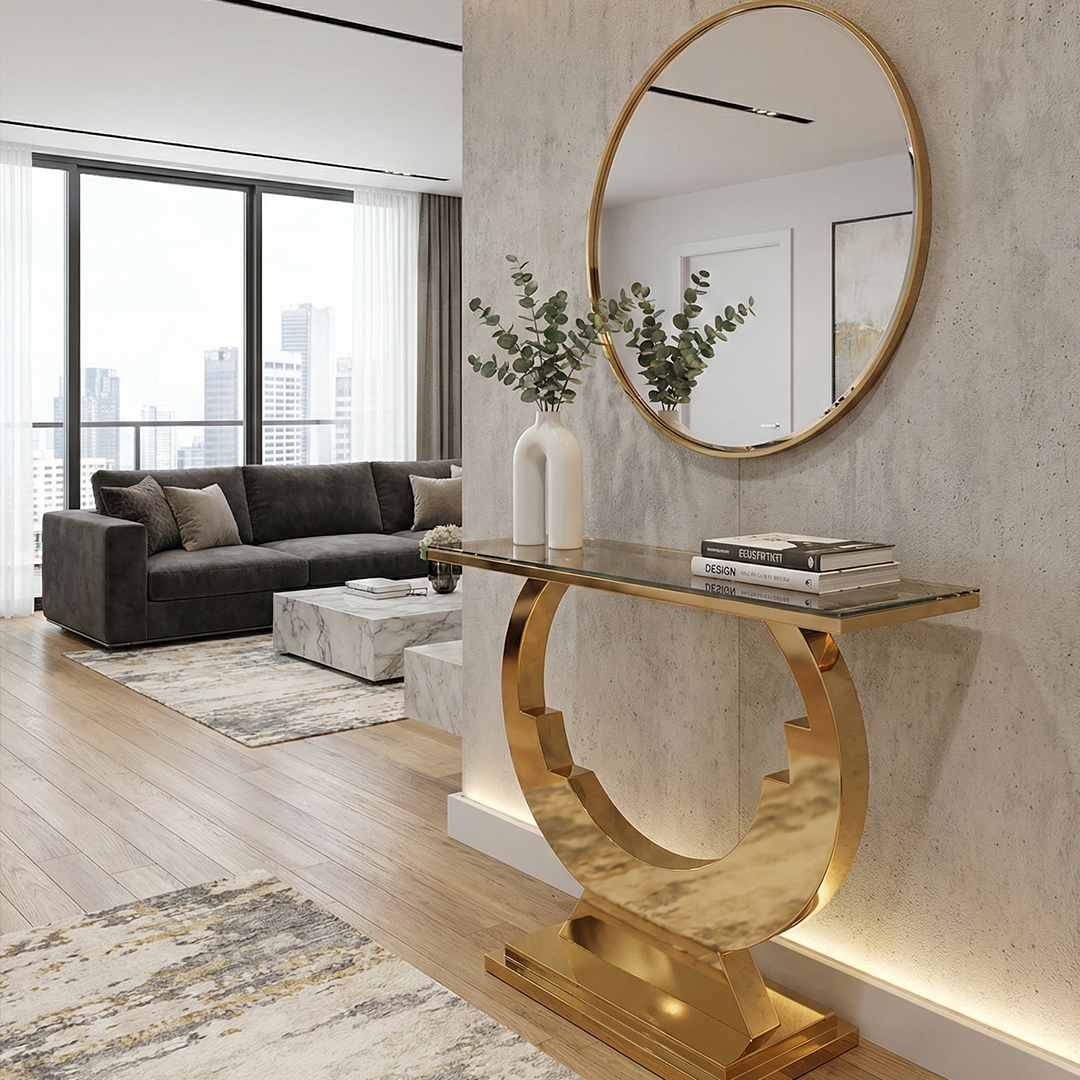table round with mirror
